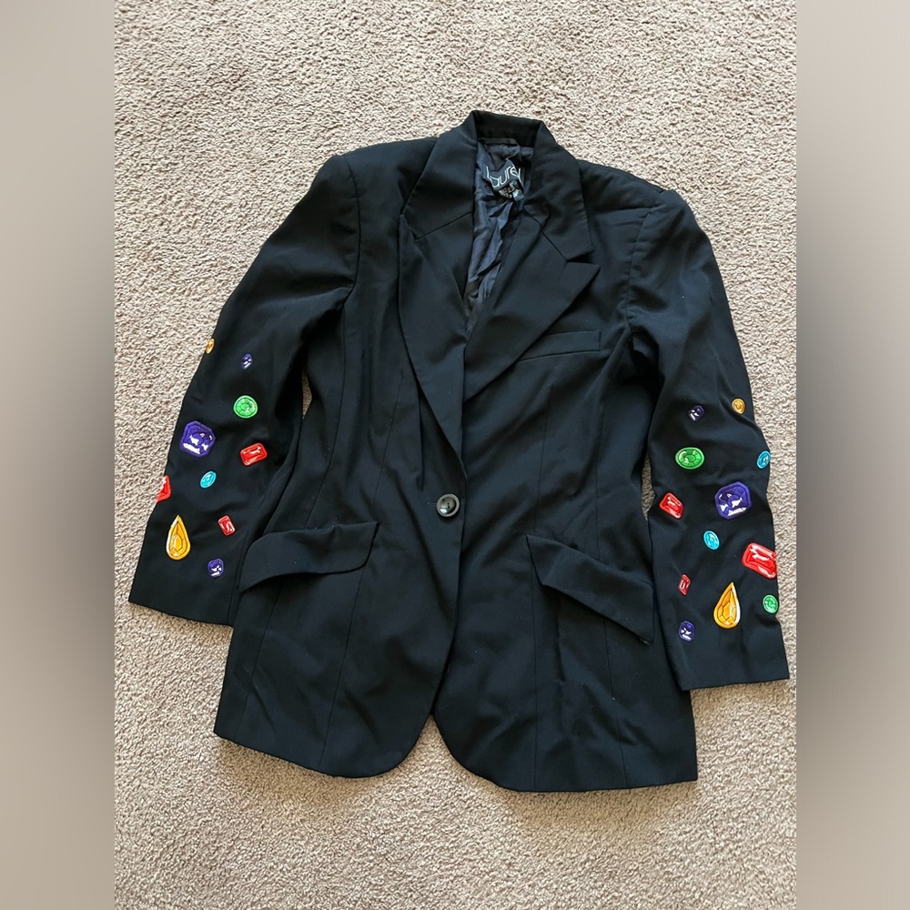 Vintage Black Embellished Sleeve Women’s Blazer. READ DESCRIPTION